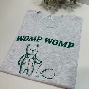 Womp Womp Bella Canvas Ash Tee, Funny Green Graphic Print-Size M-New Never Used